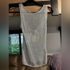H&M Silver Metallic Ribbed Tank Top